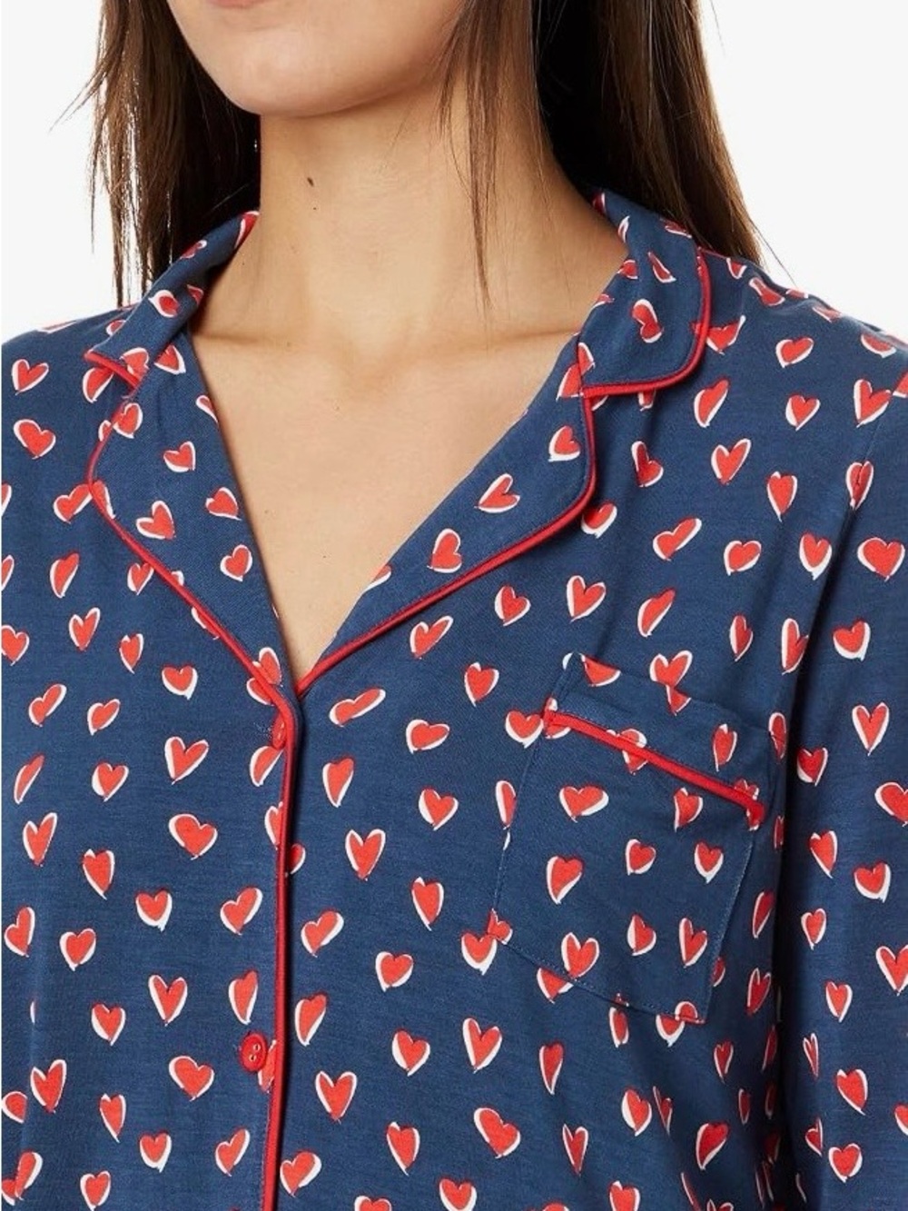 Comfy P.J. SALVAGE Love You More Nightshirt navy with Red Heart Print - Picture 2 of 11